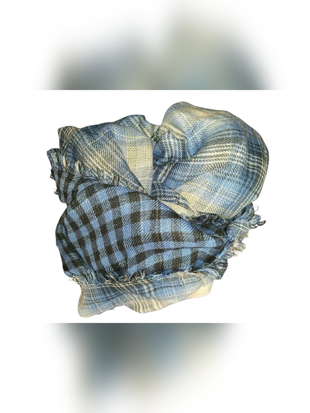Blue Plaid Large Lightweight Scarf